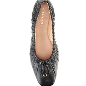 Coach- Eleanor Ruched Leather Ballerina Flats